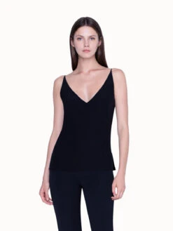 AKRIS Silk Crêpe Tank Top With Spaghetti Straps
