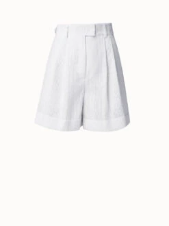 AKRIS Cotton Organza Jacquard Striped Shorts