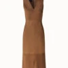 AKRIS Sleeveless Suede V-Neck Dress