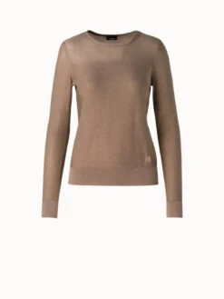 AKRIS Fitted Silk Lurex Knit Sweater