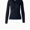 AKRIS Ribbed V-Neck Cotton Silk Sweater