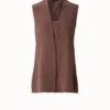 AKRIS Long Sleeveless Silk Crêpe V-Neck Tunic