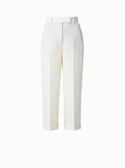 AKRIS Cropped Linen Wool Double Face Pants