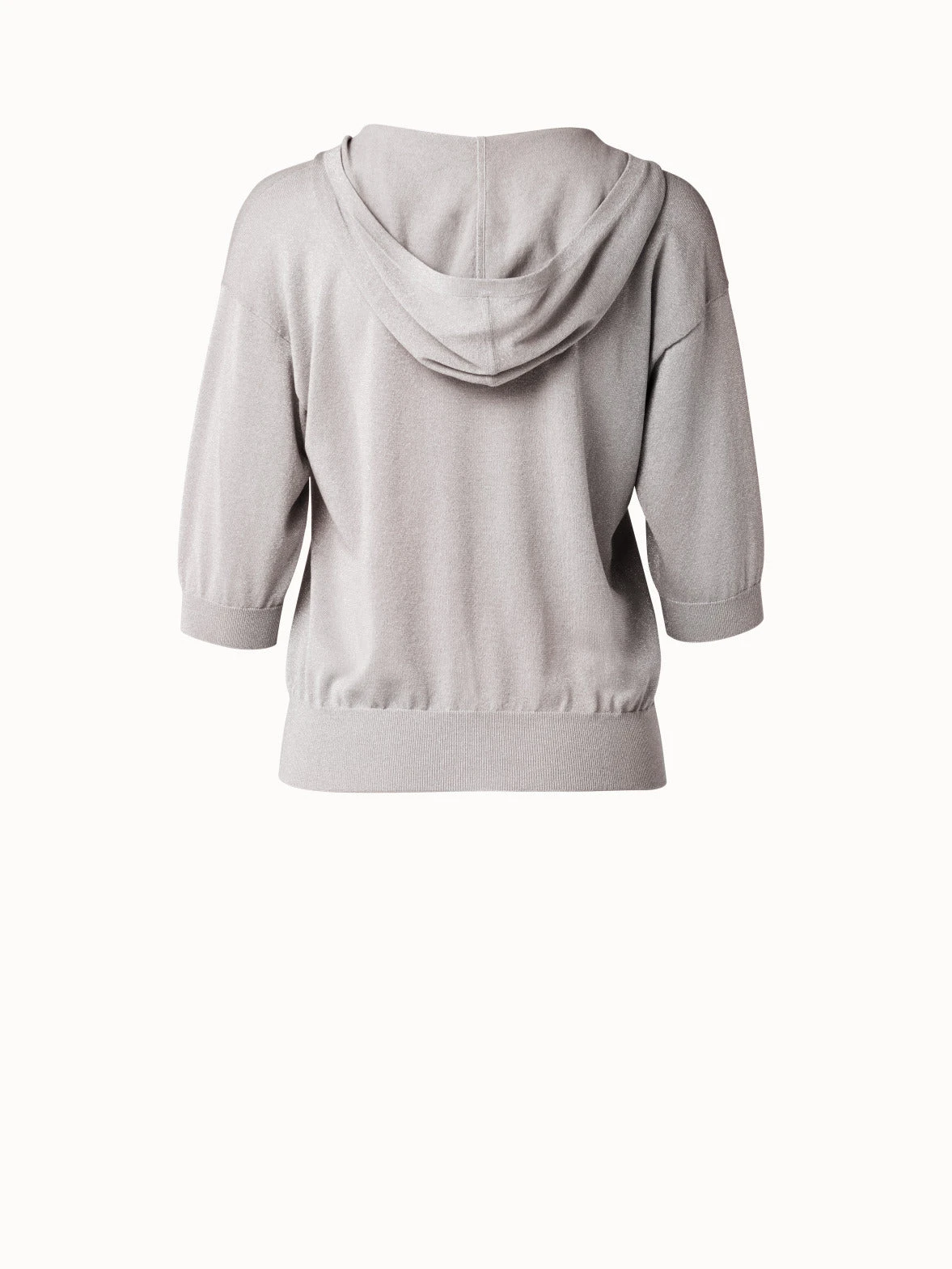 AKRIS Cropped Cotton Silk Lurex Knit Hoodie - Image 2