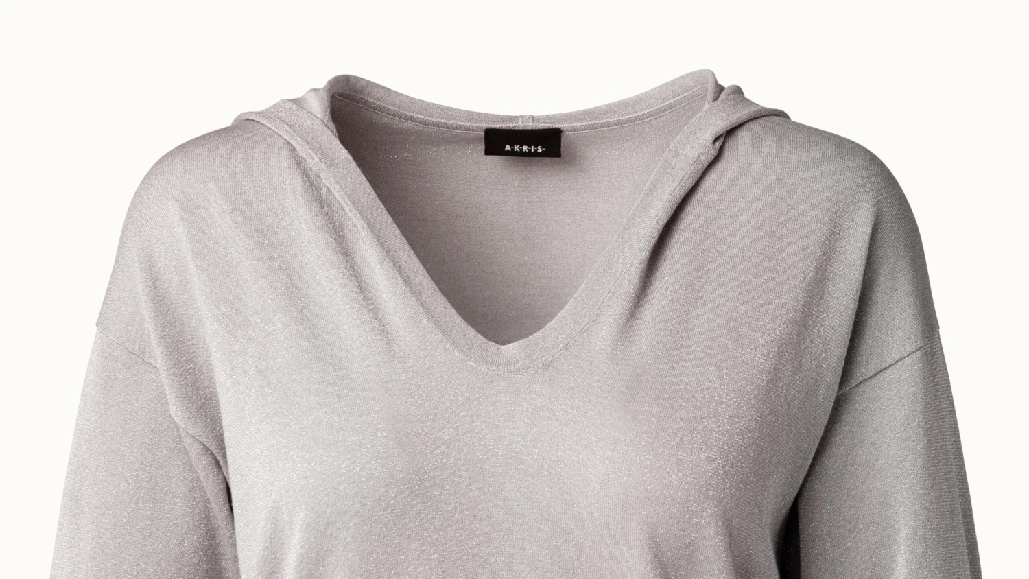 AKRIS Cropped Cotton Silk Lurex Knit Hoodie - Image 3