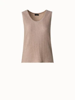 AKRIS Silk Cotton Structured Lines Knit Tank