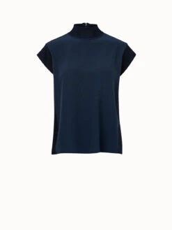 AKRIS Knit Capsleeve Tunic With Silk Front