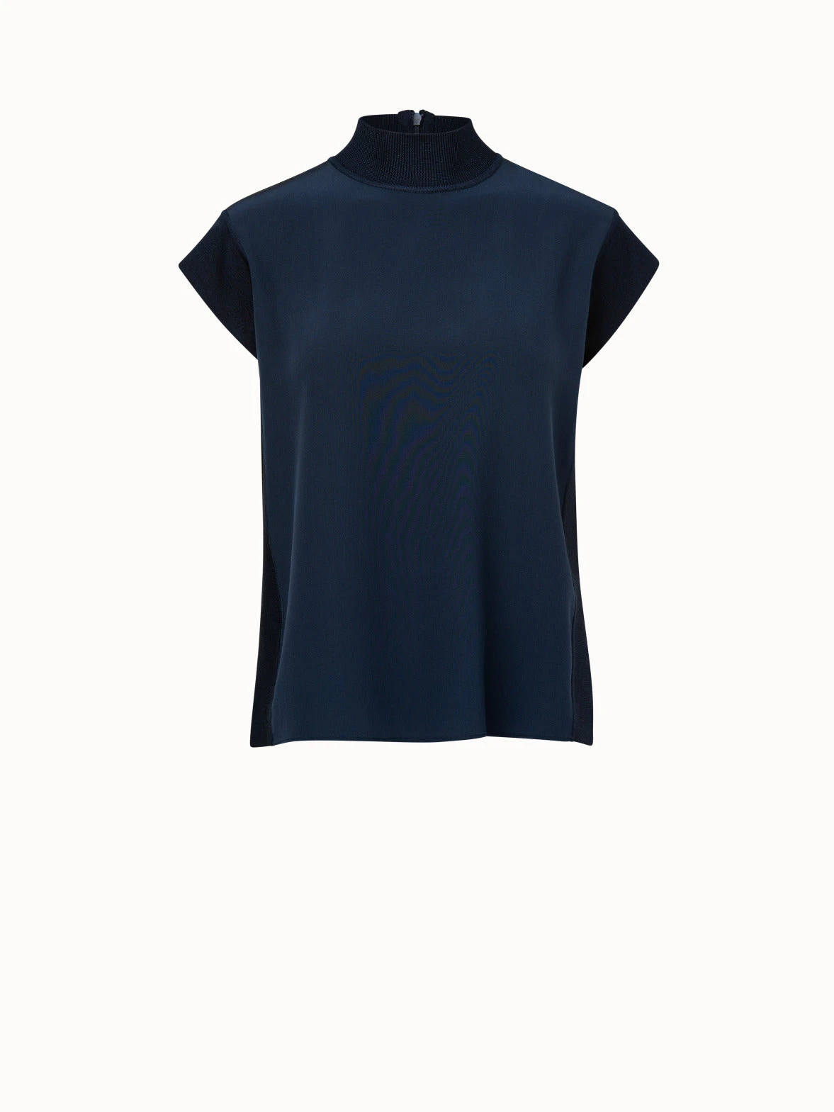 AKRIS Knit Capsleeve Tunic With Silk Front