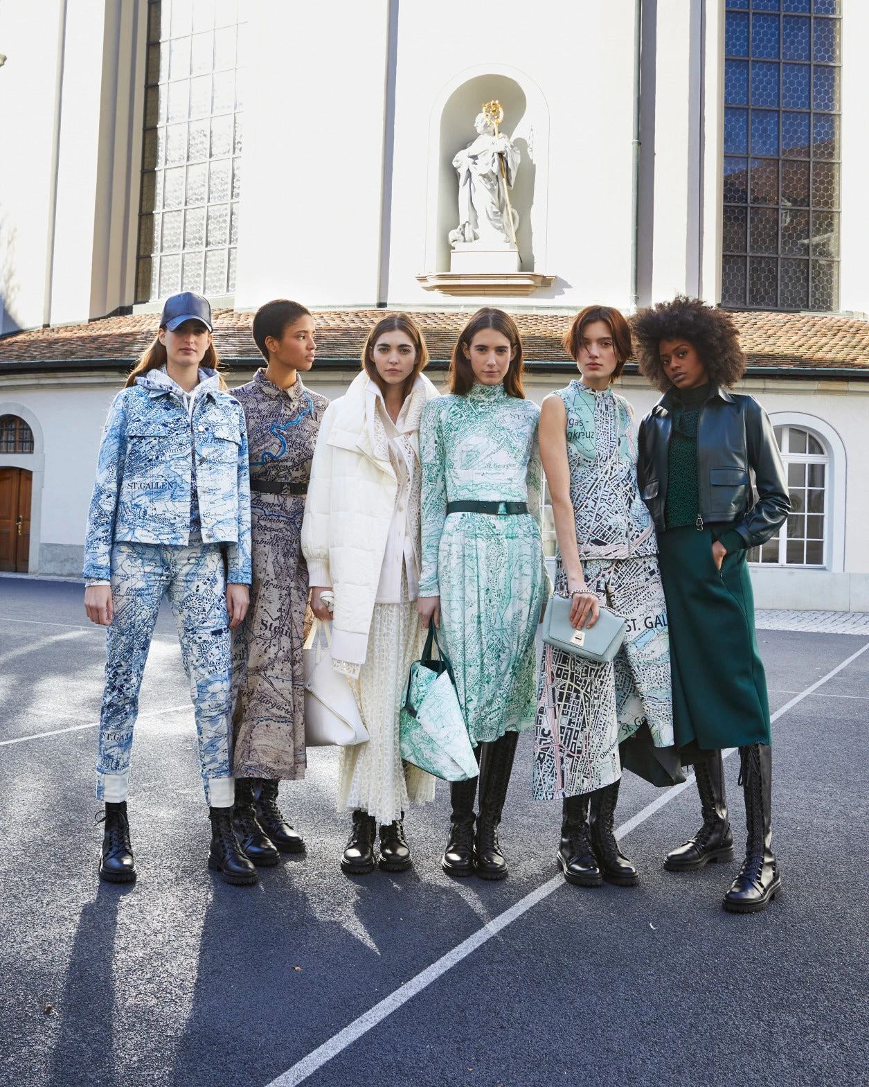 AKRIS Dress Wool Jersey St.Gallen Map Print - Image 2