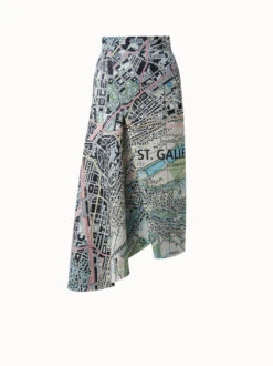 AKRIS Long Skirt Neoprene St.Gallen Map Print