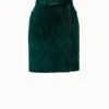 AKRIS Short Skirt Lamb Suede Wrap Style