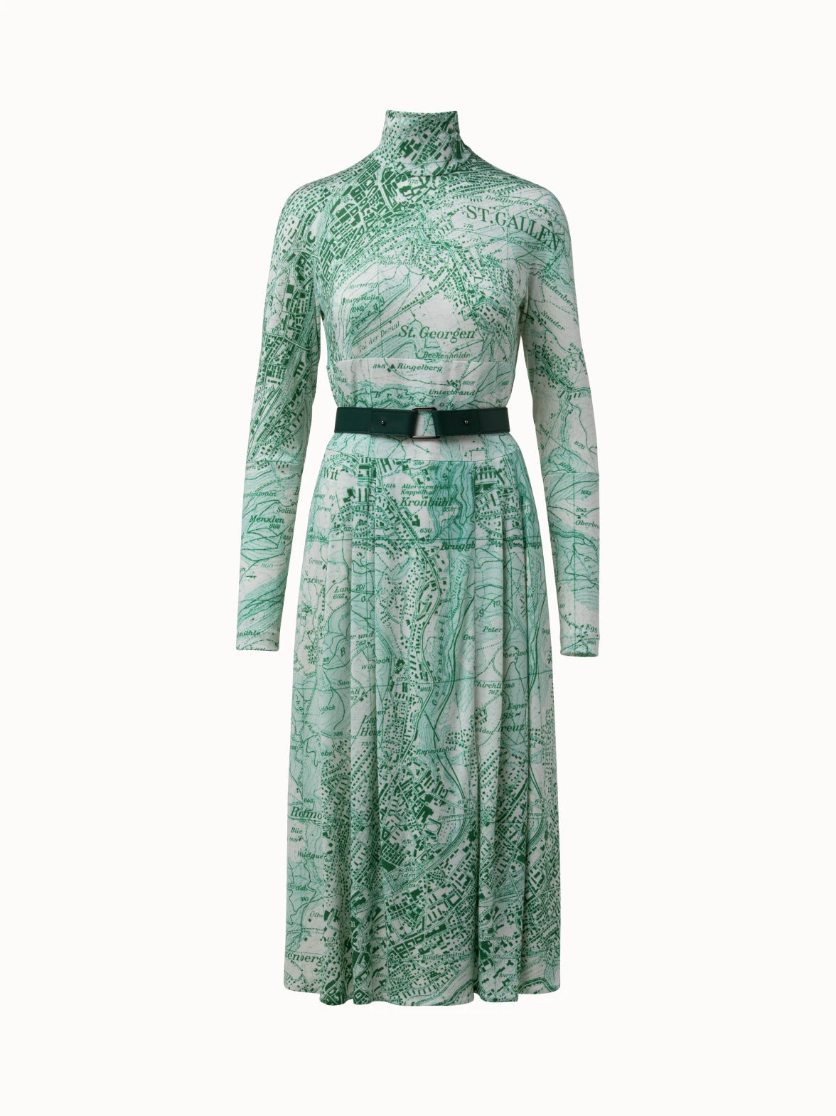 AKRIS Dress Wool Jersey St.Gallen Map Print