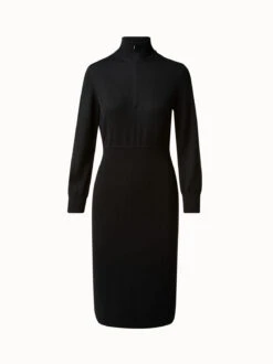 AKRIS Wool Rib Knit Dress With Blouson Top