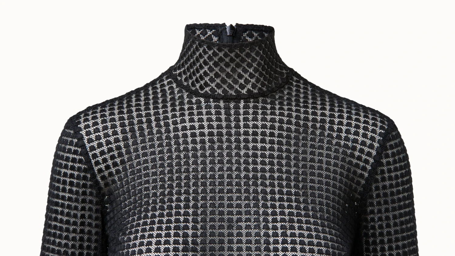 AKRIS Trapezoid Grid Embroidery Mock Neck Top - Image 6