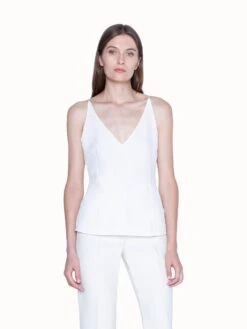 AKRIS Tank Top In Silk Crêpe With V-Neck