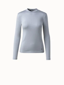 AKRIS Cotton Silk Ribbed Jersey Top