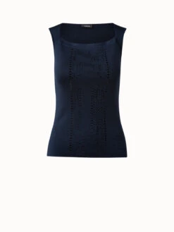 AKRIS Silk Stretch Punchcard Application Knit Top