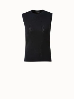 AKRIS Punchcard Ajoure Wool Silk Tank