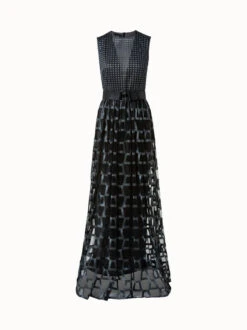 AKRIS Mixed Trapezoid Embroidery Gown