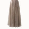 AKRIS Liquid Jersey And Tulle Pleated Skirt