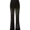AKRIS High Waist Techno Embroidery Patchwork Bootcut Pants