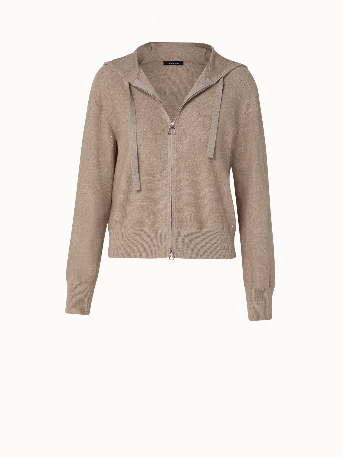 AKRIS Linen Blend Short Hoodie With Fine Sequins - Image 3