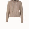 AKRIS Linen Blend Short Hoodie With Fine Sequins
