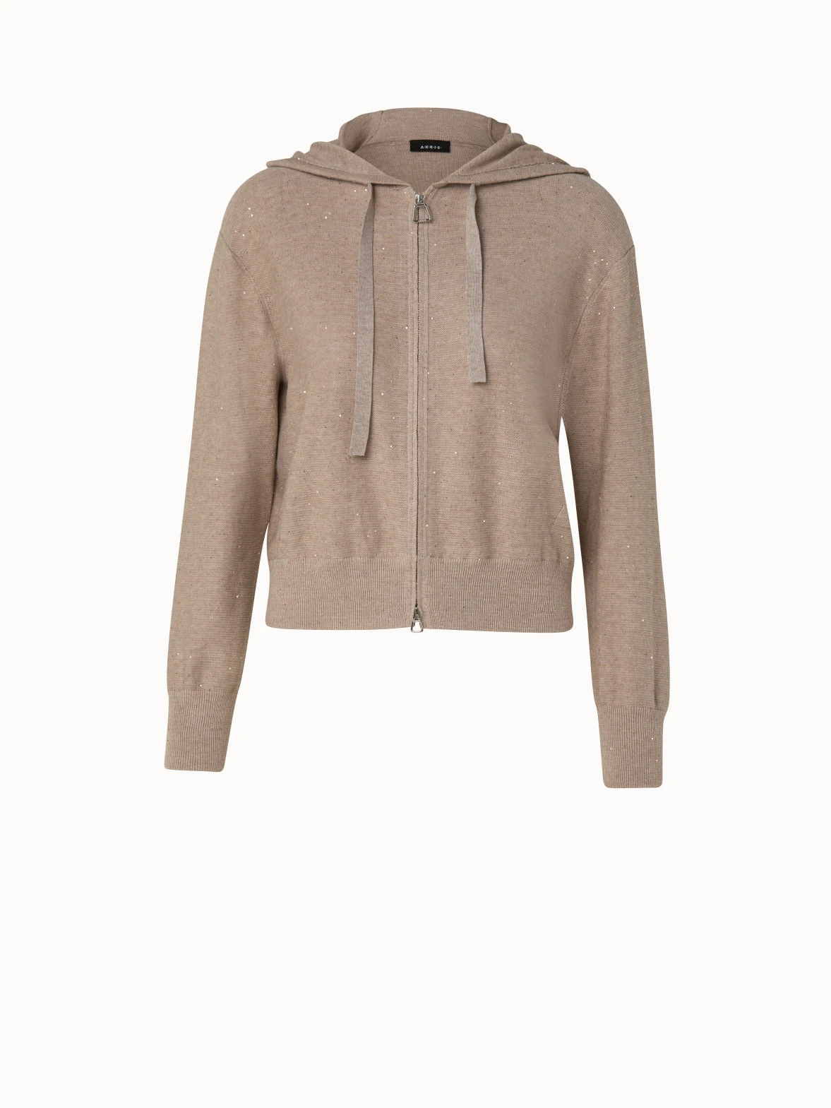 AKRIS Linen Blend Short Hoodie With Fine Sequins