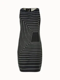 AKRIS Trapezoid Square Print Sheath Dress In Cotton Silk Double-Face
