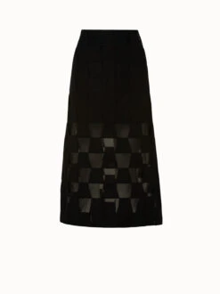 AKRIS Cotton Voile Mirrored Trapezoid Long Skirt