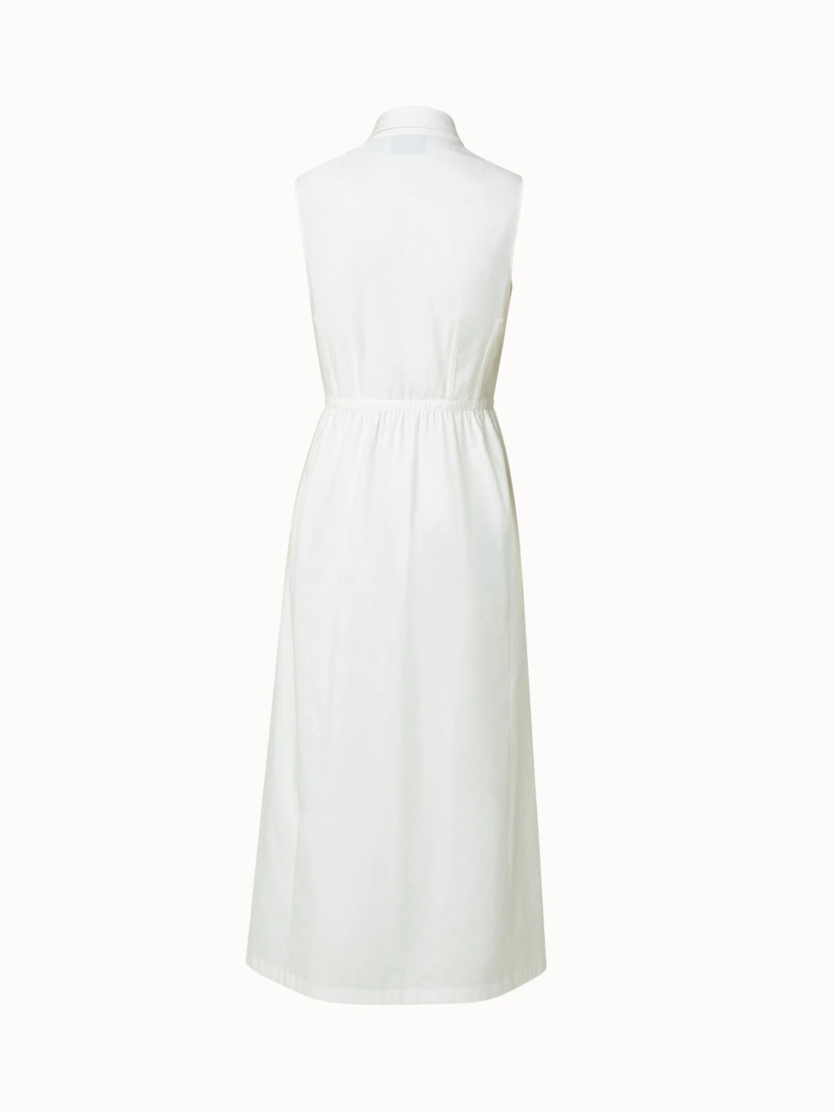 AKRIS Cotton Stretch Poplin Sleeveless Shirt Dress With Apron Detail - Image 3
