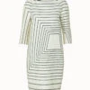AKRIS Trapezoid Sqaure Print Cotton Silk Double-Face Dress
