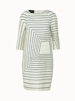 AKRIS Trapezoid Sqaure Print Cotton Silk Double-Face Dress