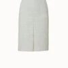 AKRIS Cotton Stretch Denim Pencil Skirt With Mirrored Trapezoid Front