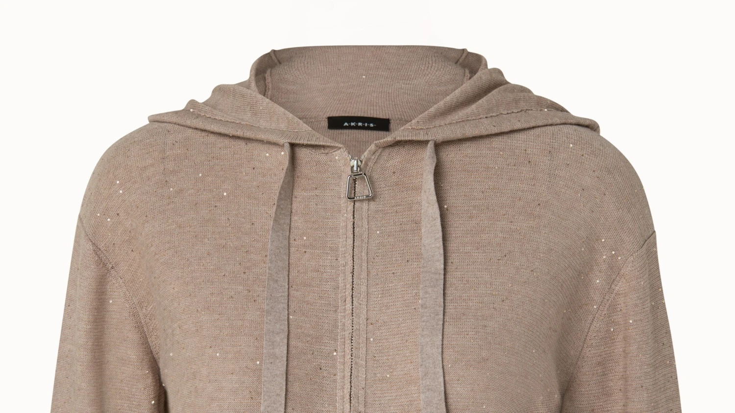 AKRIS Linen Blend Short Hoodie With Fine Sequins - Image 4