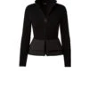 AKRIS Wool Ribbed Knit Jacket With Peplum Detail In Techno Quilted Trapezoid Fabric