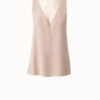 AKRIS Silk Georgette Tank Top With V-Neck Tulle Inset