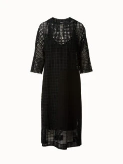 AKRIS Cotton Broderie Anglaise Midi Dress