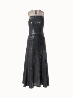 AKRIS Sequins Apron Bodice Inset Midi Dress
