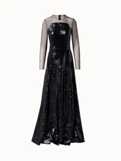 AKRIS Sequins Apron Bodice Gown
