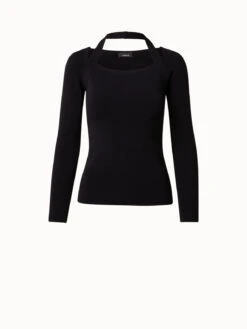 AKRIS Knit Pullover With Trapezoid Neckline