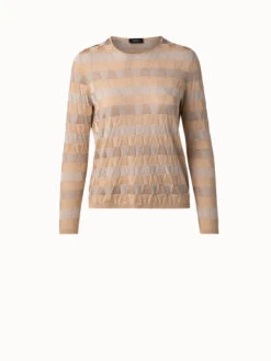 AKRIS Silk Knit Pullover In Trapezoid Jacquard