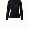 AKRIS Silk Cotton Stretch Trapezoid Rib Knit Pullover