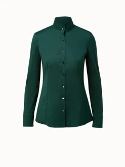 AKRIS Cotton Stretch Poplin Blouse