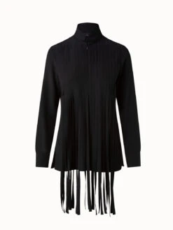 AKRIS Silk Crêpe Fringed Blouse