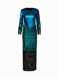 AKRIS Sequins Colorblock Gown