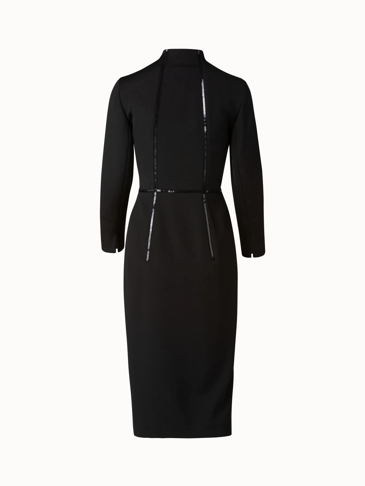 AKRIS Silk Crêpe Fitted Sheath Dress With Sequins Piping - Image 2