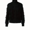 AKRIS Cashmere Fringe Square Jacquard Knit Blouson