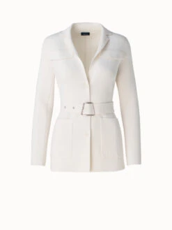 AKRIS Wool Silk Belted Knit Blazer