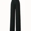 AKRIS Pleated Wide Leg Wool Gabardine Pants